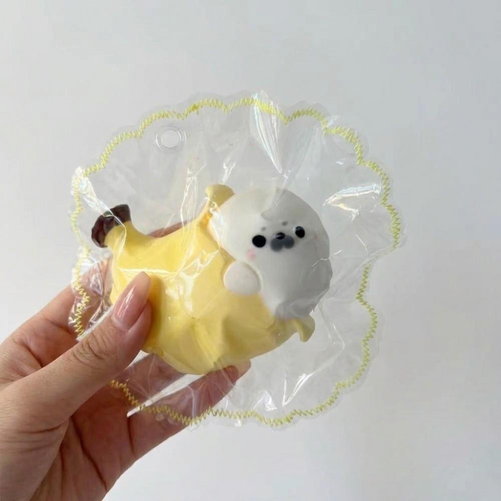 Soft Banana Seal Squishy Toy Kawaii Mini Fidget Pinch Toy Cute Animal Squeeze Toy Adult Kids