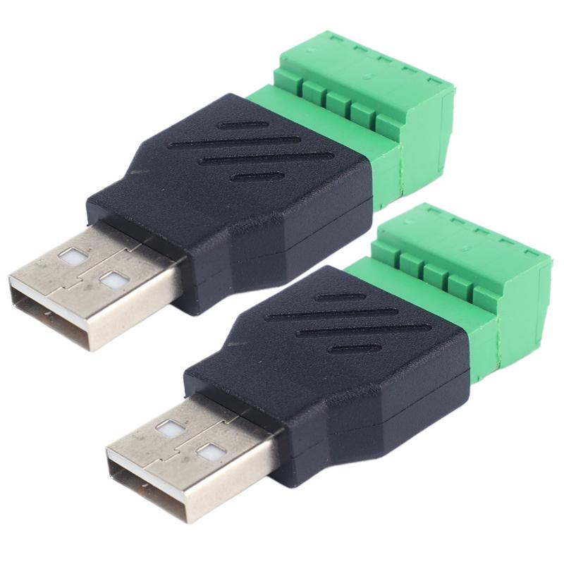 USB 2.0 Type A Male/Female To 5 Pin Screw Connector USB Jack with Shield USB2.0 To Screw Terminal Plug No Welding Required