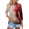 Women's Fashion Casual Lapel Short 3/4 Sleeve Halloween Print Shirt Women's Button Up Tops