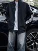 Men's Retro 3 Stripe Stand Collar Track Jacket Casual Short Bomber Sports Coat