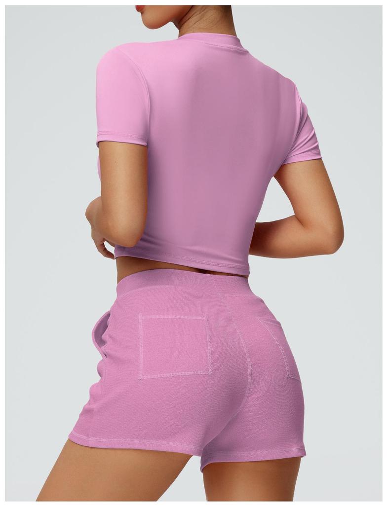 Cross-Border Slimming Nude Short-Sleeve Yoga & Sports T-Shirt