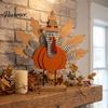 Harvest Festival Centerpieces Thanksgiving Turkey Decoration, Wooden Standing Ornament, Autumn Tabletop Signs Centerpiece for Fall Tiered Tray