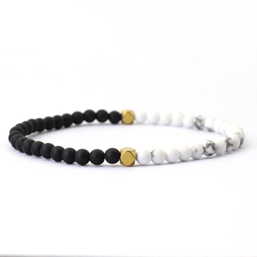 Noter New 4mm Bracelet Beads Men Classic Bicolor YingYang Stone Braclet Meditation Jewelry Pulsera Hombre Tiger Eyes Braslet