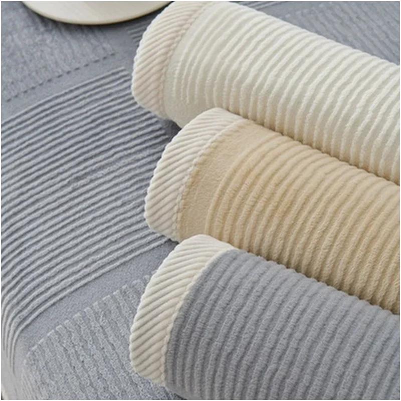 Nordic Solid Color Sofa Cover for Living Room Non-Slip Thicken Plush Sofa Towel Mat L Shape Couch Slipcover Protector Home Decor