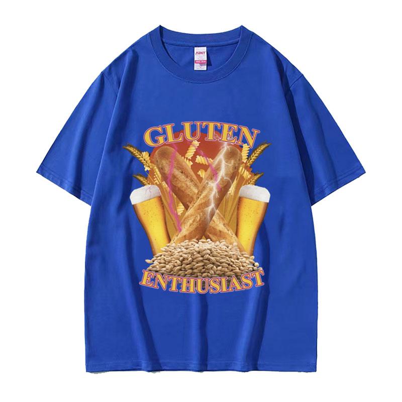 Funny Gluten Enthusiast Meme Graphic T Shirt Mens Fashion Cotton Short Sleev Tshirts ONeck Loose Oversized Tshirt Streetwear