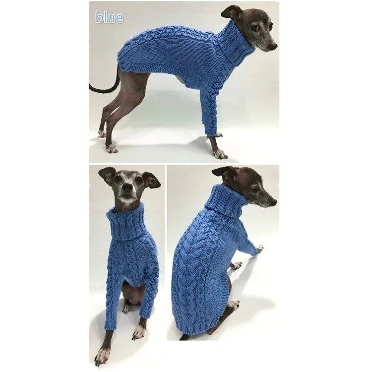 Winter Dog Sweater Italian Greyhound Whippet Turtleneck Twist Warm Dog Coat Dog Clothing Dog's Knitted Sweater
