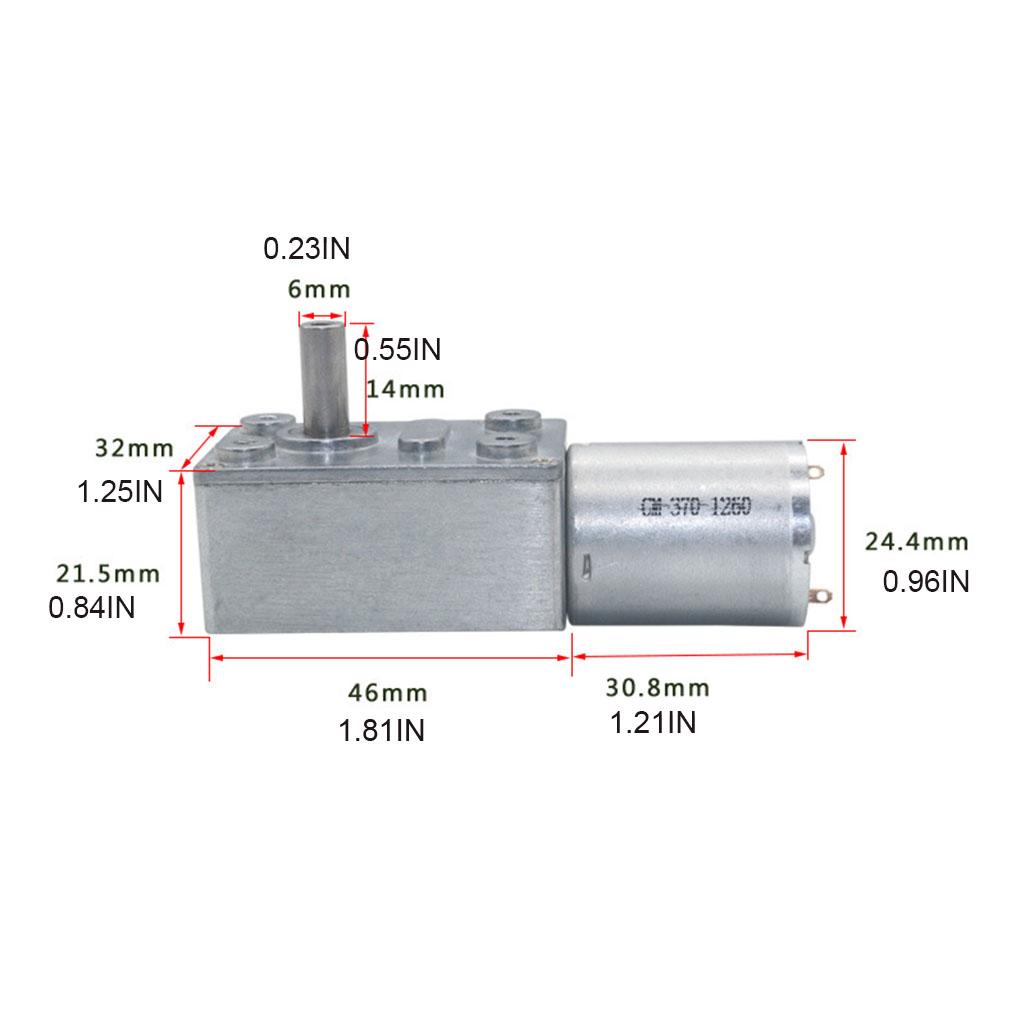 JGY370 2 RPM To 375 RPM High Torque Speed Reducer 6V/12V24V Metal Worm Gear Motor Reversible Low Speed Worm Gear Motor