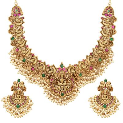 Latest Stylish Fancy Pearl Choker Traditional Jewellery Set for Women | Temple Necklace Set | Festive Wedding Party Necklace