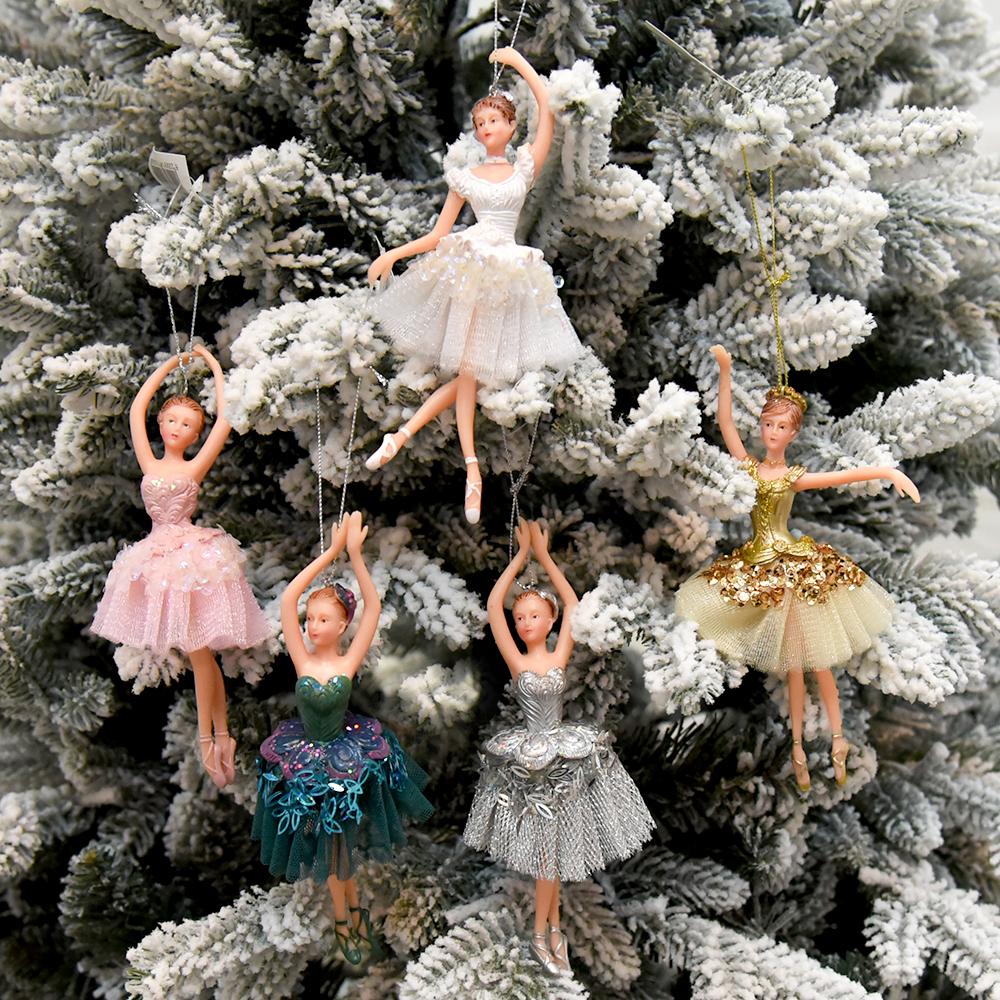 Christmas Ornaments Stree Decoration Girl Bithday Gift Xmas Plastic Hanging Decoration Dancing Silver Tutu Ballerina Christmas Gifts