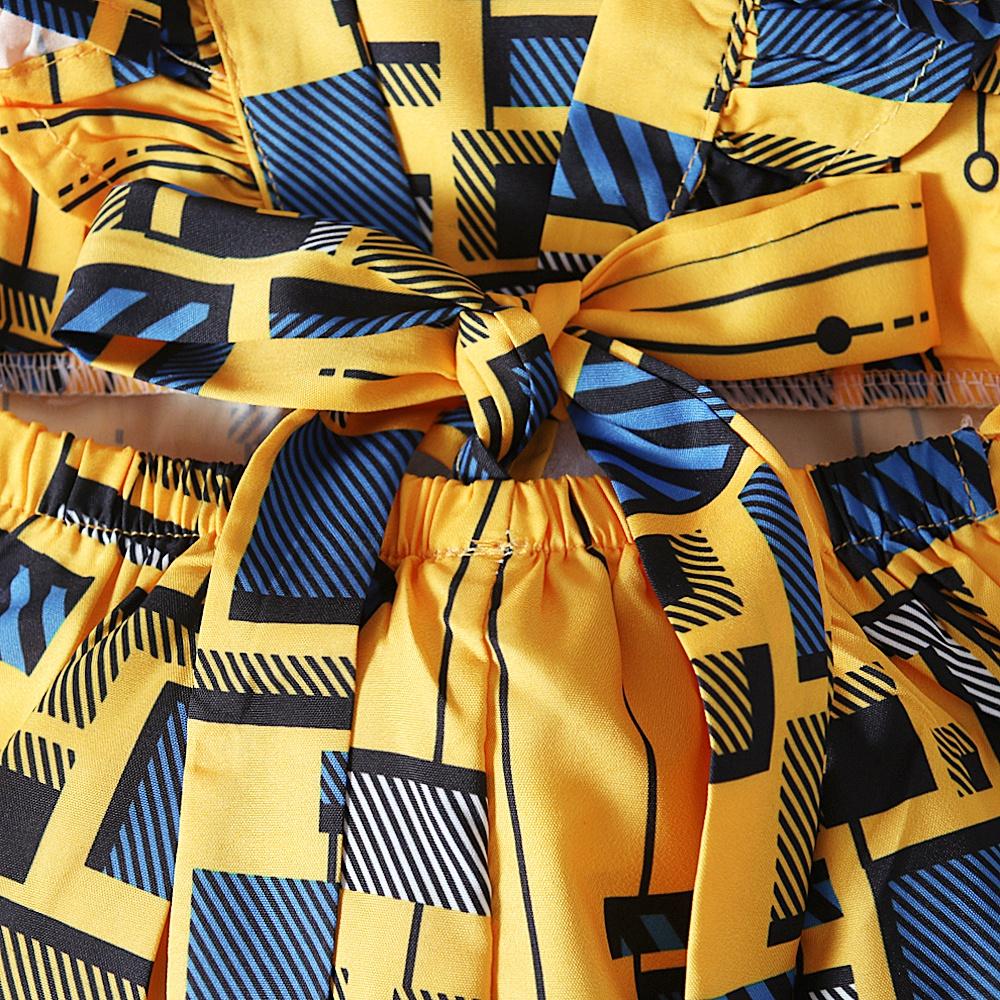 Baby Kids Girls Clothes African Boho Style Printed Ruffle Sleeves Jumpsuit Clothes for 1-5 Years