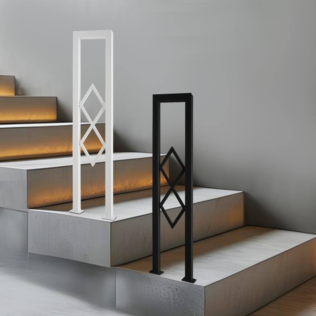 85cm Carbon Steel U-Shaped Stair Handrail,Black/White Decorative Stair Railing Floor-Mounted for Stairs,Attics