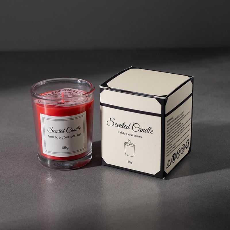 Colorful Soy Wax Aromatherapy Candle with Long-Lasting Fragrance in Transparent Cup for Bedroom and Home Use