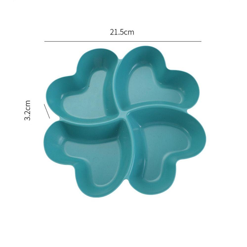 4-Compartment Appetizer Serving Platter Wheat Straw Unbreakable Food Storage Tray Four Leaf Clover Shape Snacks Serving Dish