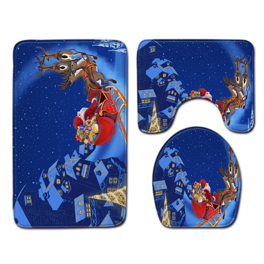 Christmas Bathroom Floor Mat Toilet Three-Piece Set