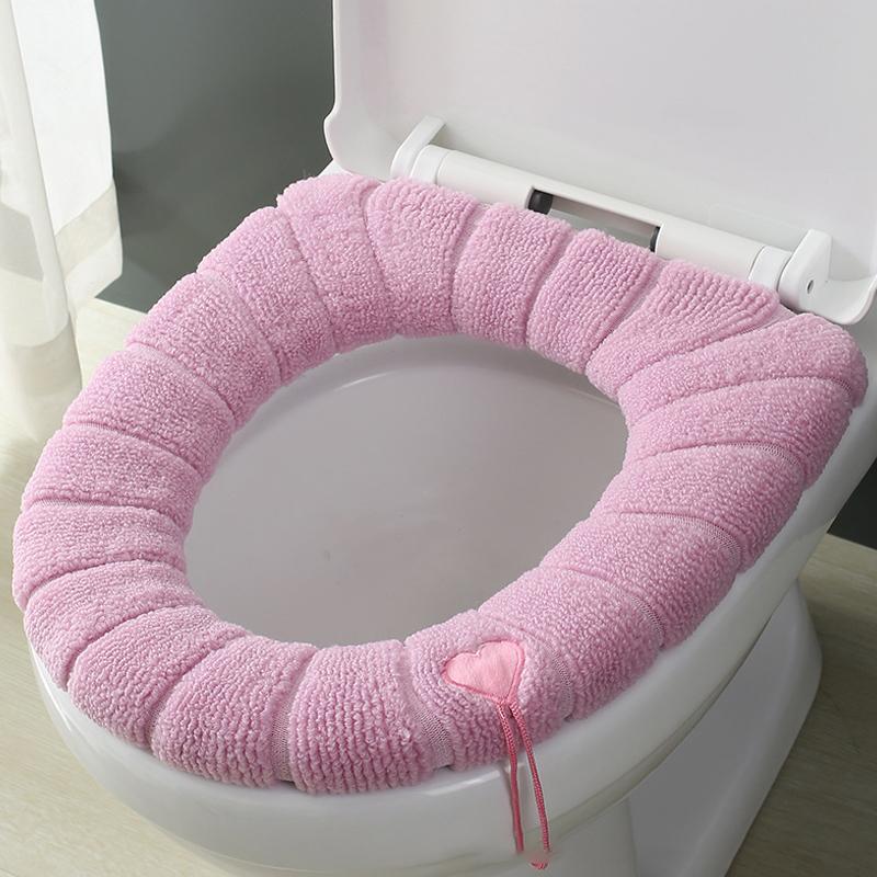 1Pc Thicker Bathroom Toilet Seat Cover Pads Soft Comfortable Toilet Seat Cushion Cover Stretchable Toilet Seat Warmer Easy Inst