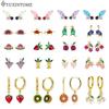 Cute Girls Exquisite Small Studs 925 Silver Ear Needle Fruit/animal/insect Zircon Earrings Fashion Party Jewelry Gifts