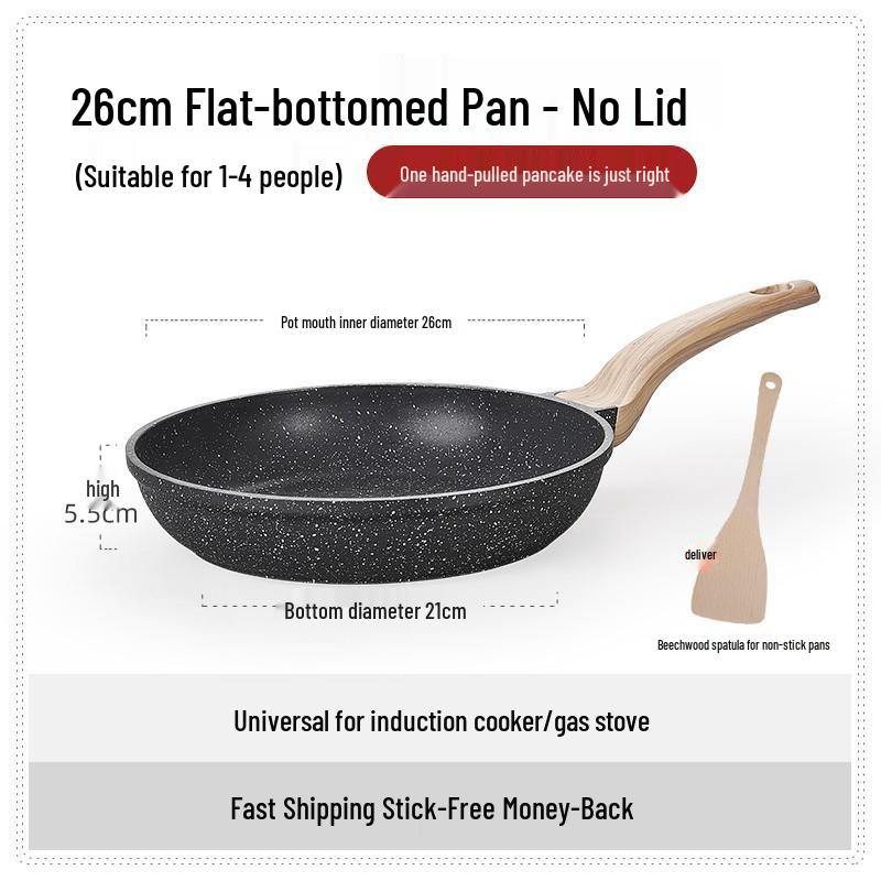 British Maifan Stone Non-Stick Wok: Flat Bottom Pan for Steak, Stir-Fry, and Cooking On Induction and Gas Stoves