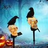 Weatherproof Solar Lights for Outside LED Crow Skull Light, Waterproof Halloween Pathway Gothic Horror Party Gifts Collectors on Skeleton Head