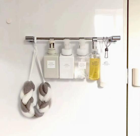 3 Sizes Optional No-Drill Round Bathroom Hooks, Shampoo Replacement Bottle Storage Holder Rings, Hanging Hooks, Organizer