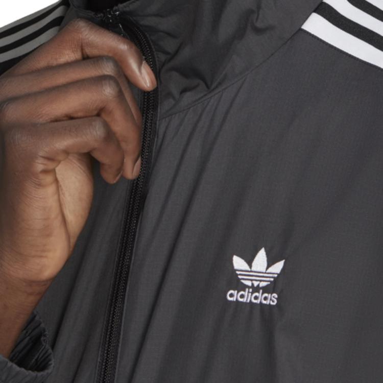 Adidas Originals Logo Striped Casual Sports Jacket Men Outerwear Black GN3535