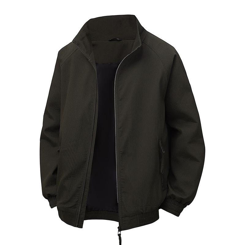 Spring and Autumn Stand Collar Casual Jacket Men's Middle-aged and Young Fashion Loose Fashion Solid Color Jacket Versatile Top