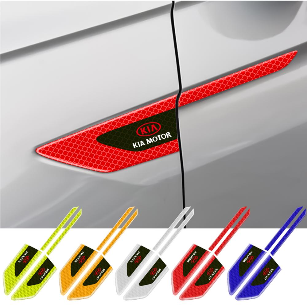 2pcs Car Side Fender Body Reflector Stickers Reflective Warning Strip Tape For Kia Rio Sportage Cerato Soul Sorento Picanto Ceed
