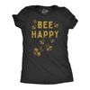 Womens Bee Happy Glitter T Shirt Cute Earth Day Bee Graphic Novelty Tee for