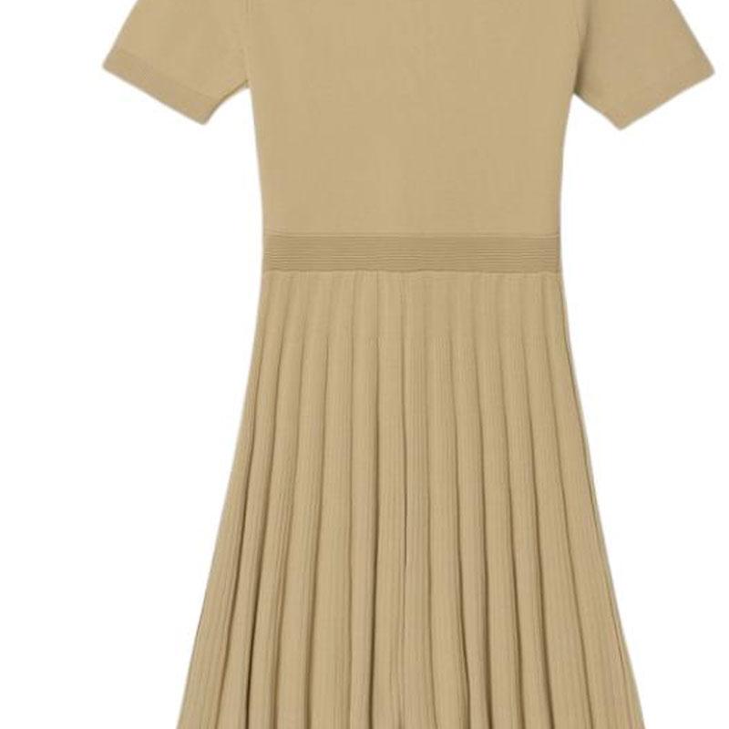 Michael Kors Ss26 Mid-Length Single-Breasted Polo Collar Knitted Short Sleeve Dress Slim Fit Women Dresses JT482HS5ZV-288