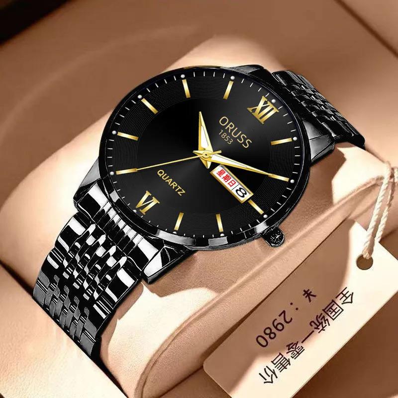 Fully Automatic Movement Waterproof Luminous Watch Men'S Day Double Calendar Men'S Watch Fashion Steel Belt Watch Men'S