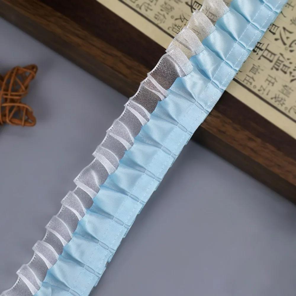 Sewing Accessories Pleated Lace Ribbon Double-layer Multiple Colors Decorative Trim Ribbon Trimming Dress Decorative L светло-синий