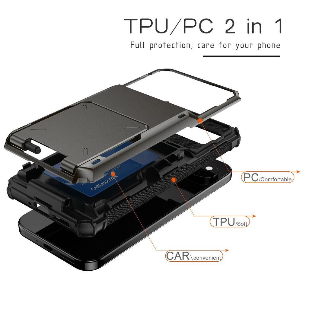 For Google Pixel 10 Pro/Pixel 10 Case PC+TPU Dual Layer Back Phone Cover with Card Holder