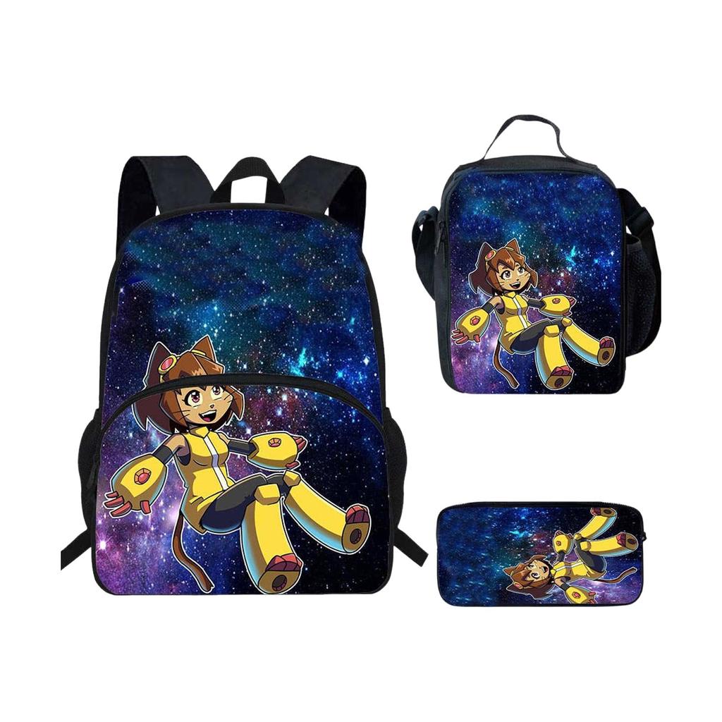 Student Backpack Lunch Bag Pencil Case Set Three Piece Lightweight Durable School Bag with Adjustable Straps and Multiple Compartments for Kids