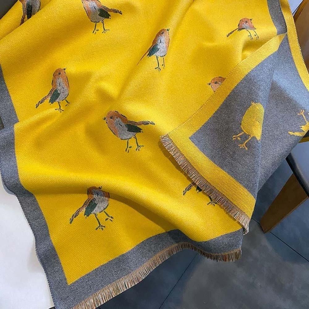 Elegant Printing Magpie Bird Shawl Imitation Pashmina Thick Warm Wraps  Travel