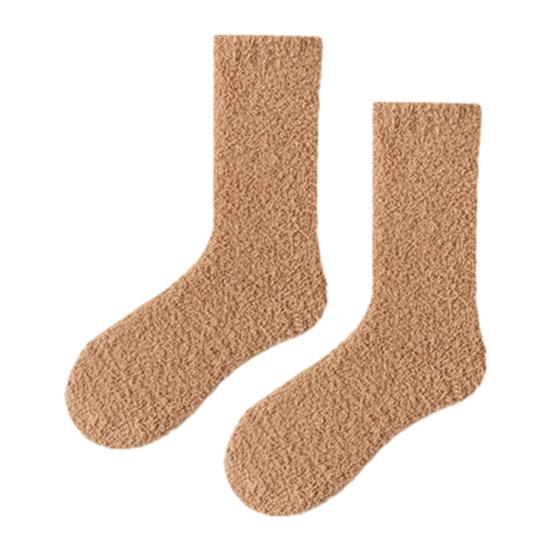 Mid Calf Warm Winter Socks Coral Fleece Crew for Women, Thickened Non-slip Socks, Fuzzy Anti Slip Home House Soft Plush Thermal Mittens Cold