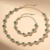 Colorful zircon necklace and bracelet two-piece set for women, fashionable and luxurious full-diamond jewelry set, decorative accessories for women