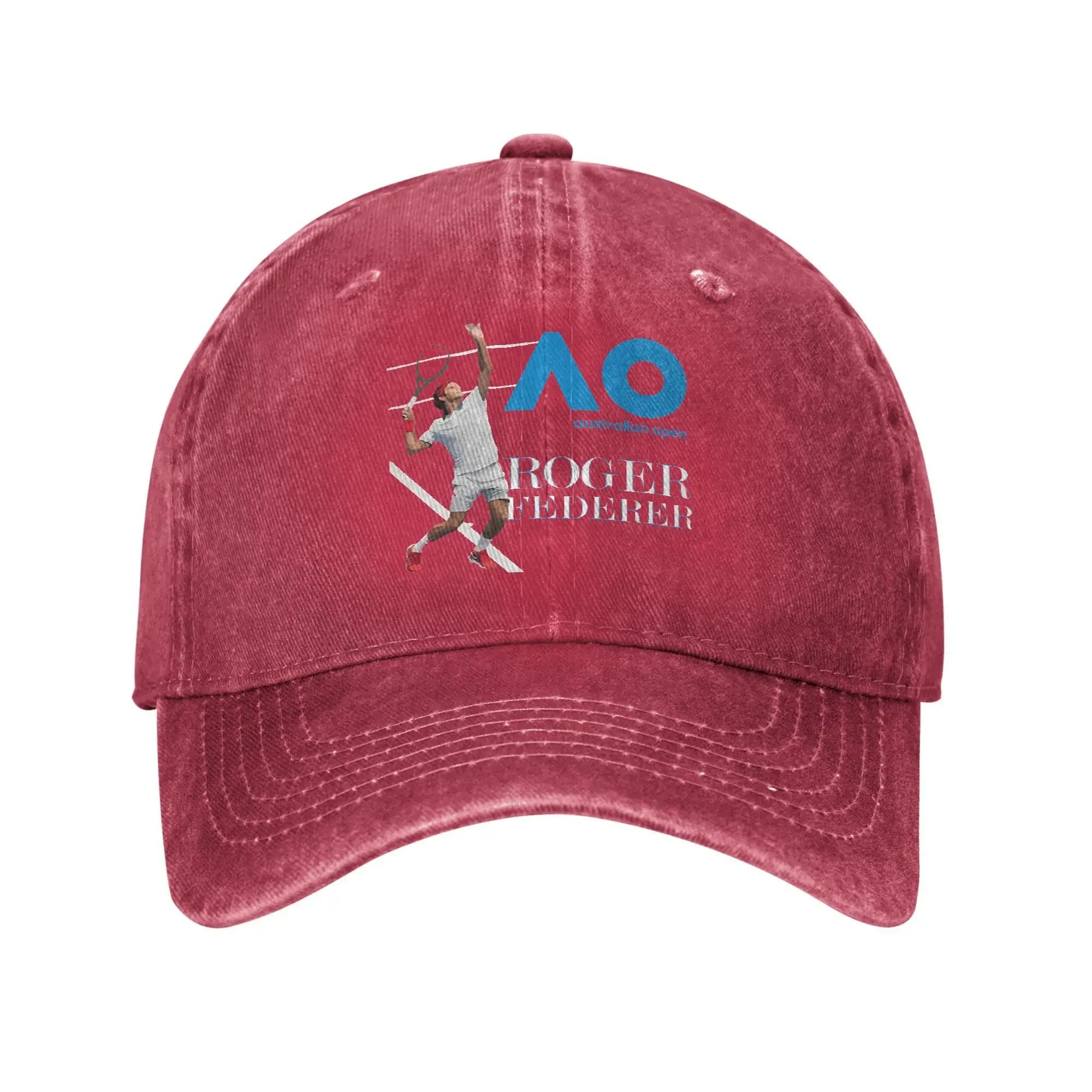 Washed Baseball Cap Roger Federer Australian Open Summer Trucker Hat For Women Unisex  Streetwear Hunting Camping Sun Baseball Caps One Size