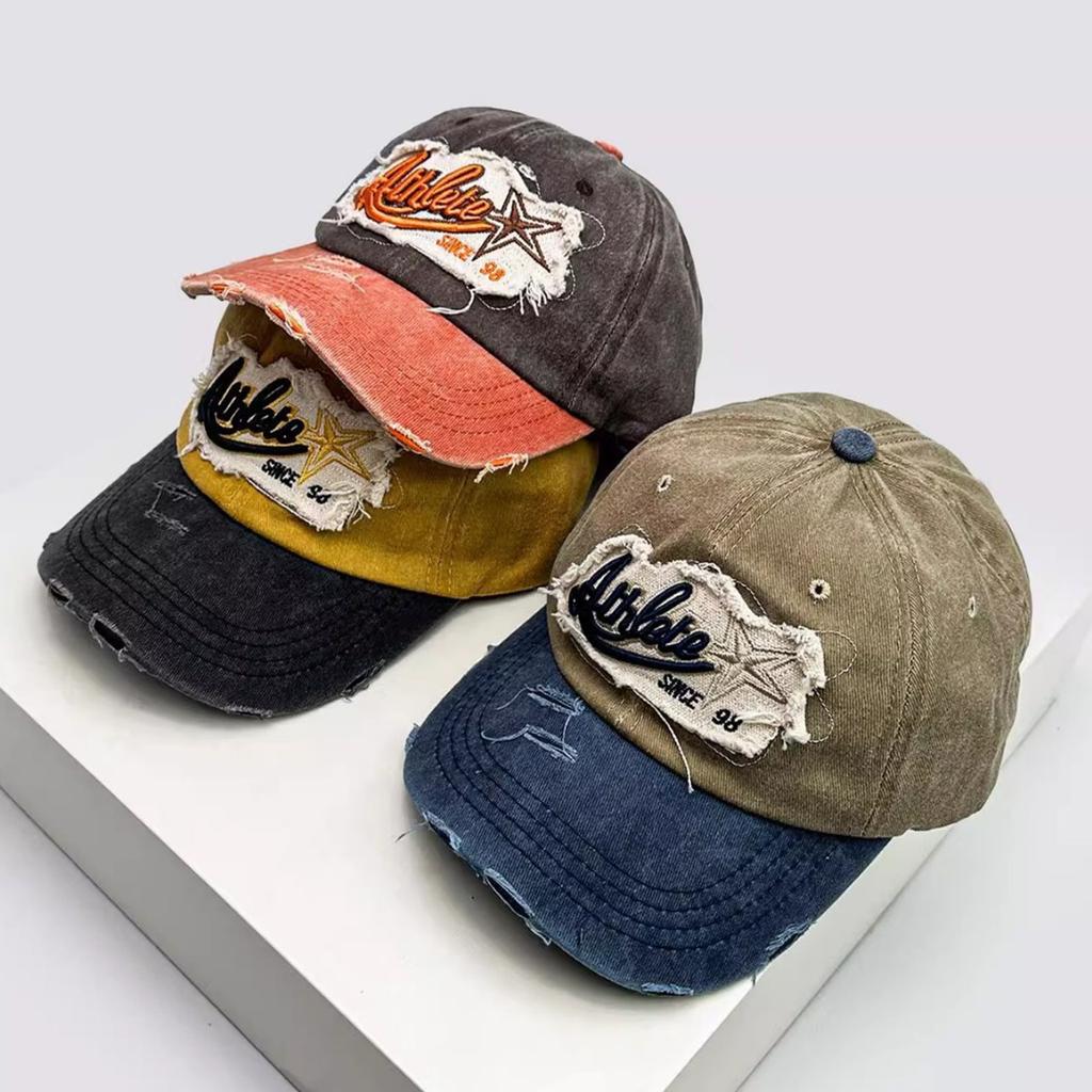 Letter Prints Patchwork Baseball Cap For Men And Women Fashion Star Washed Cotton Snapback Hats Outdoor Use Sportss Sun Protection Peaked Cap