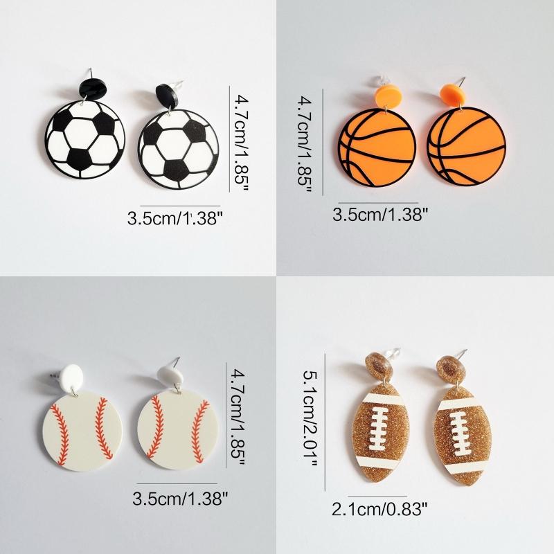 Handmade Lightweight Boho Football Dangle Drop Earrings Unique Sparkly Ball Earrings for Women Girls Statement Jewelry