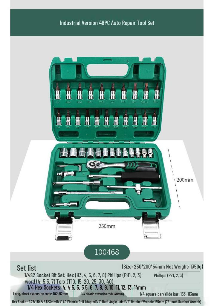 Pioneering Industrial-Grade Auto Repair Kit: Chrome Vanadium Steel Sockets & Ratchet Wrench Set for Mechanics