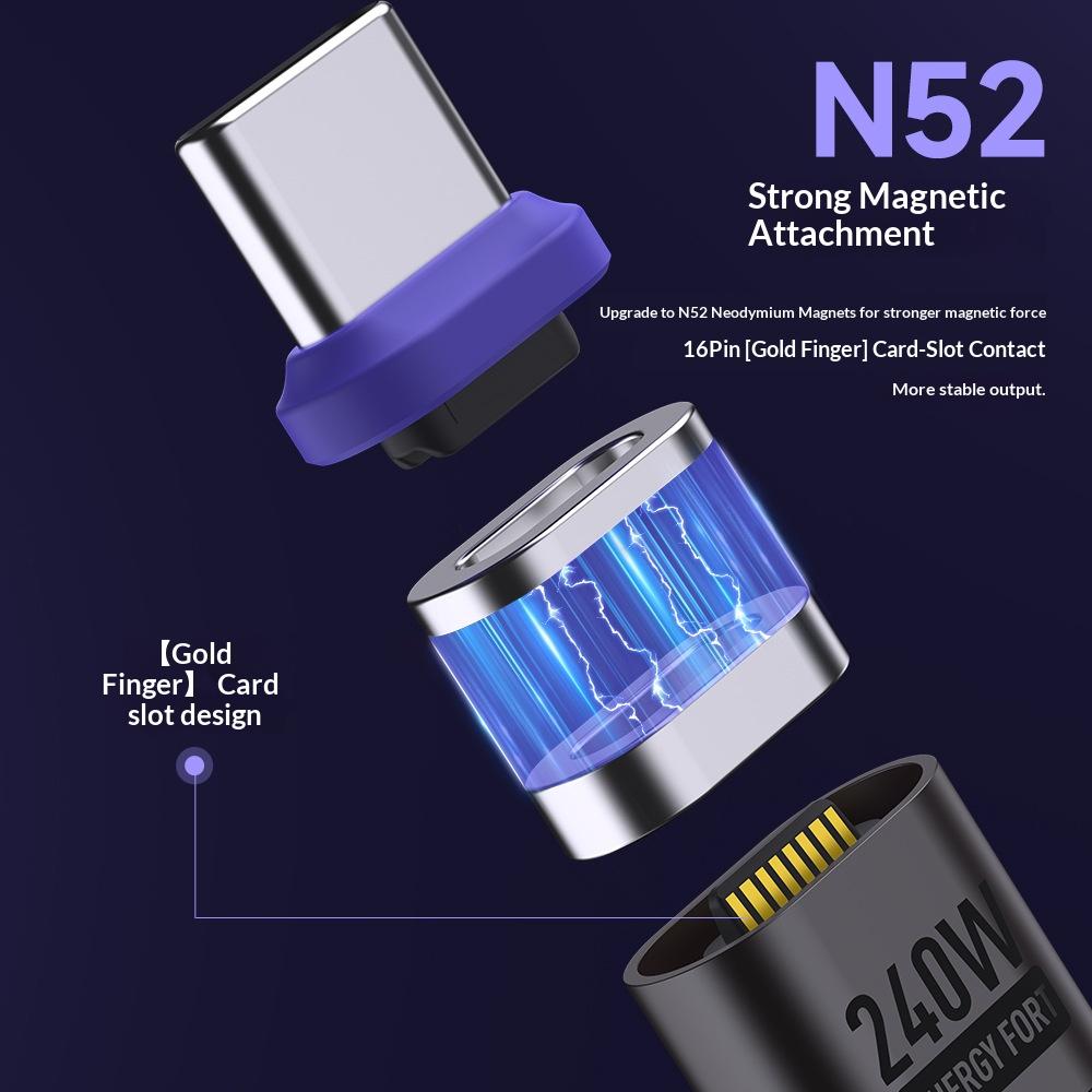 SIKAI 240W PD 3.1 Magnetický nabíjecí adaptér Type-C Rychlé nabíjení Přenos dat Konektor
