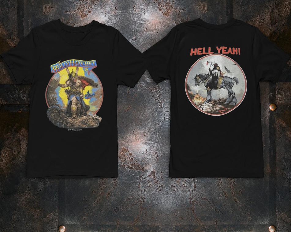 Vintage 80s Molly Hatchet HELL YEAH Frank Frazetta Concert T-shirt, Size S-4XL