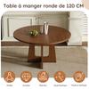 Modular Round Dining Table, 120 Cm Diameter, 76 Cm Height, MDF with Walnut Veneer, Space for 4 People – for Dining Room, Kitchen and Living Room