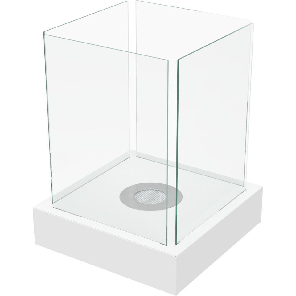 Bioethanol-Tischkamin TANGO4 TÜV weiß mit Dekosteinen