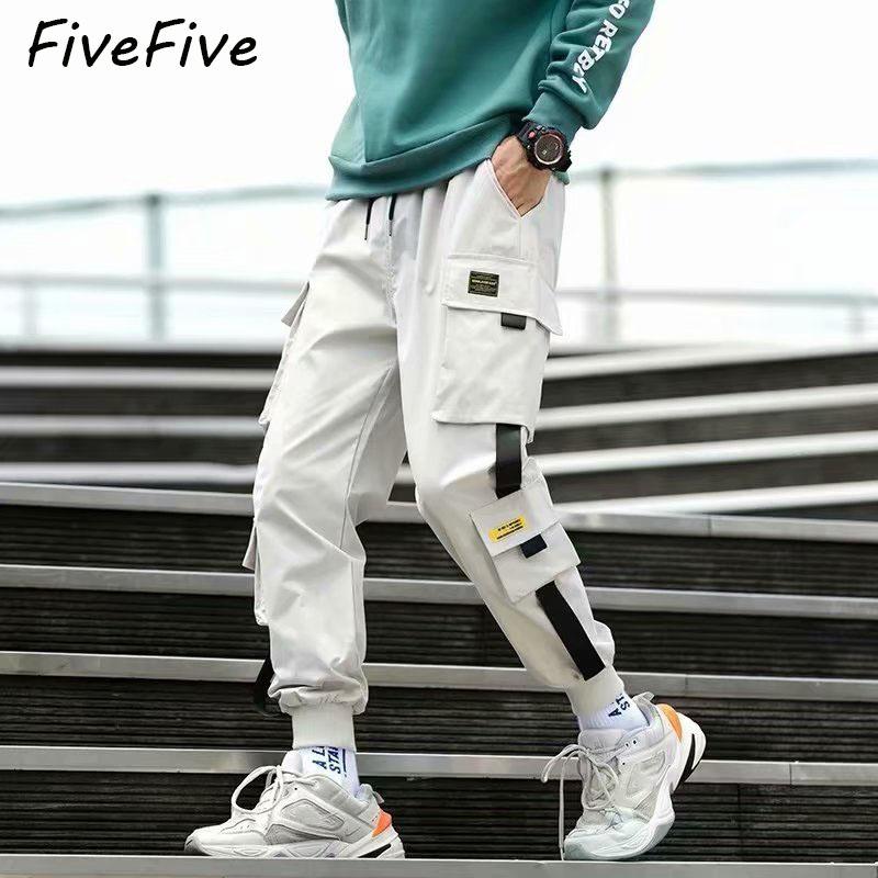 

FiveFive Streetwear Черные мужские шаровары для бега Брюки Мужские брюки-карго Хип-хоп Повседневные карманы Спортивные штаны Мужские модные брюки размера плюс XS зелёный