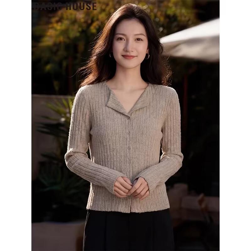 Basic House Women's French Long Sleeve Knitted Cardigan