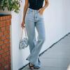 Mittelhoch Geschlitzt Gewaschen Gerade Lässig Jeans Langhosen