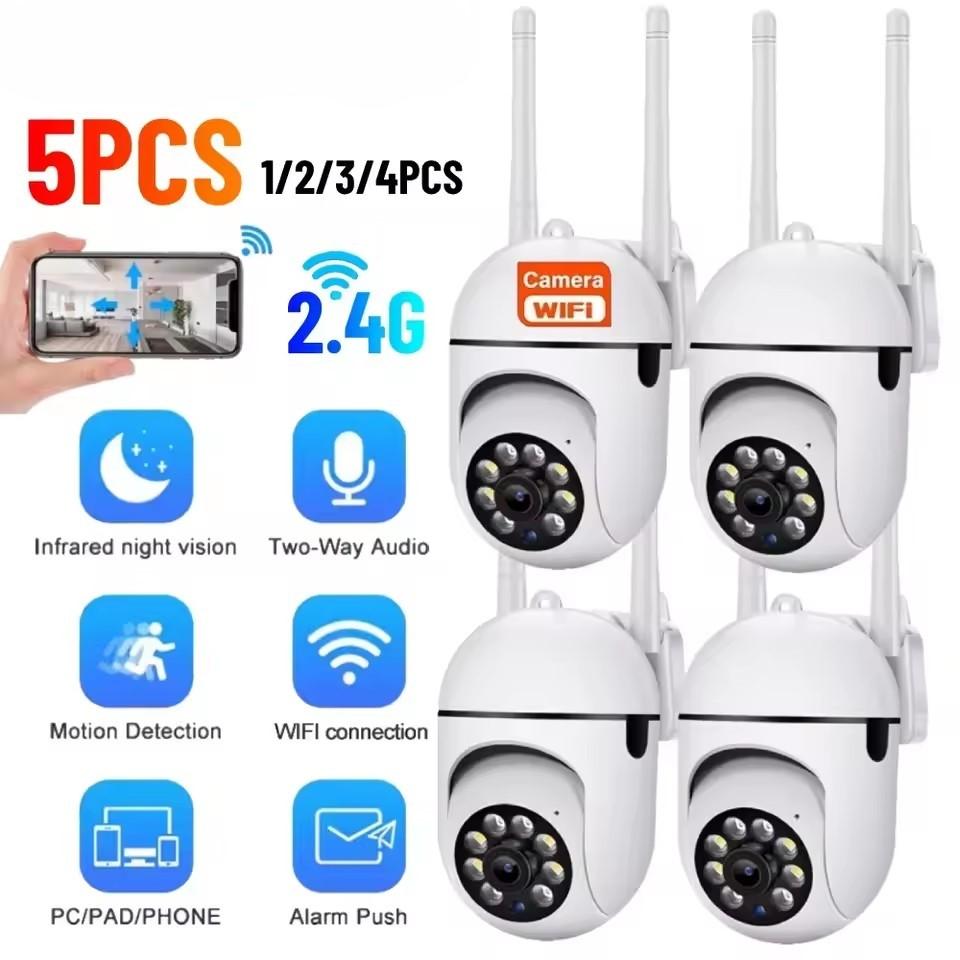 5Pcs 5MP WiFi Camera 2.4G Security Surveillance PTZ IR Night Vision Motion Detection Home Security Camera with 2 Antennas for Child
