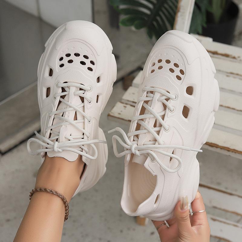 Hole Shoes Women's Summer Outer Wear Ins Trendy Versatile Driving Sports Breathable Wading Hollow Beach Soft Bottom Cool Slippers