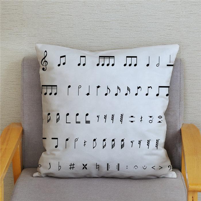 Home Decor Pillowcase Cartoon Sheet Music Printing Cushion Cover Bedroom  Living Room  Sofa Pillow Case
