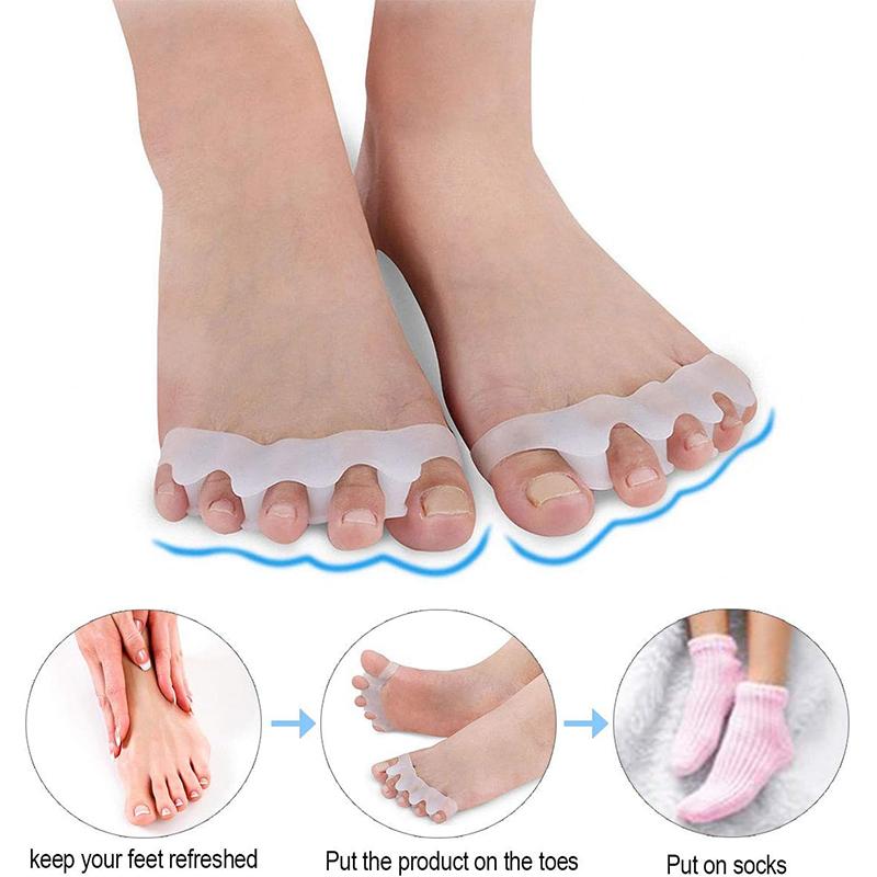 2pcs Four-Hole Toe Separator Silicone Overlap Toe Corrector Thumb Hammer Insoles Corrector Reusable Toe Spacers for Feet Spacers